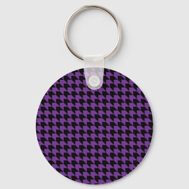 Chevron Checks Grape and Black Nyckelring (Framsida)