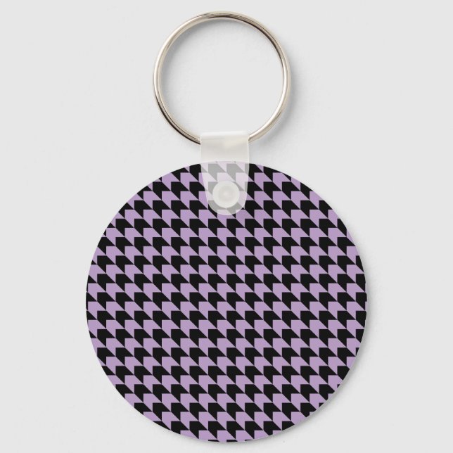 Chevron Checks Lilac and Black Nyckelring (Framsida)