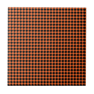 Chevron Checks Orange och Black Kakelplatta