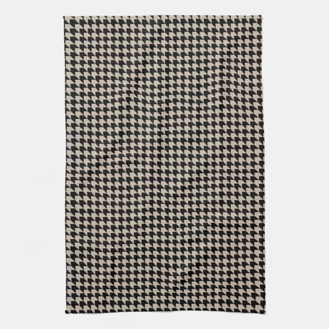 Chevron Checks Tan and Black Kökshandduk (Vertikal)