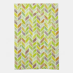 Chevron Citron Wood Kitchen Tower Kökshandduk