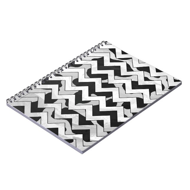 Chevron Cow Black and White Anteckningsbok Med Spiral (Vänstra Sidan)