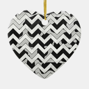 Chevron Cow Black and White Julgransprydnad Keramik