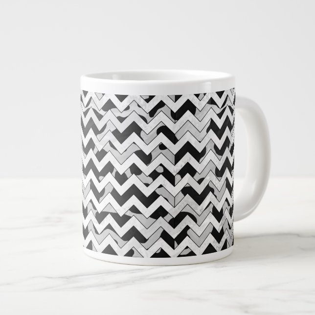Chevron Cow Black and White Jumbo Mugg (Framsida höger)