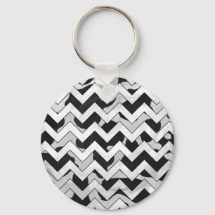 Chevron Cow Black and White Nyckelring