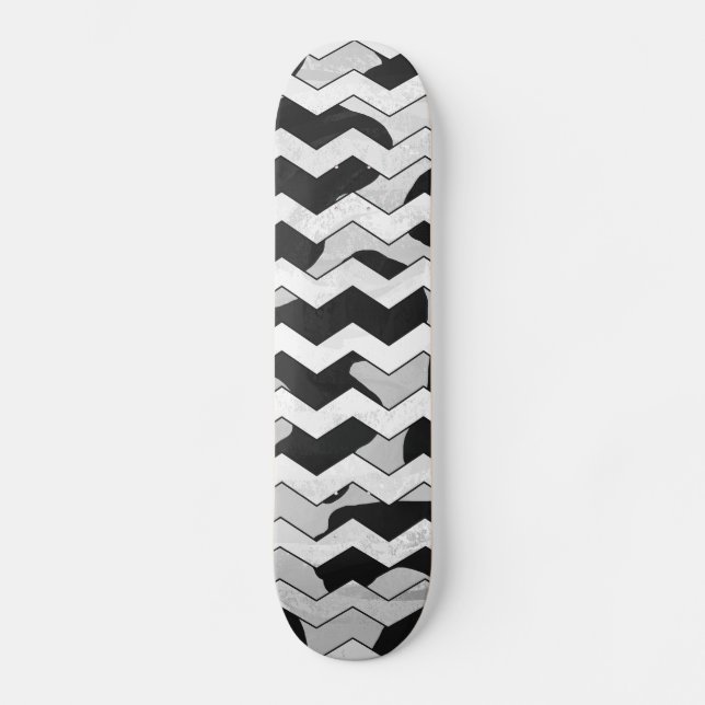 Chevron Cow Black and White Old School Skateboard Bräda 18 Cm (Framsida)