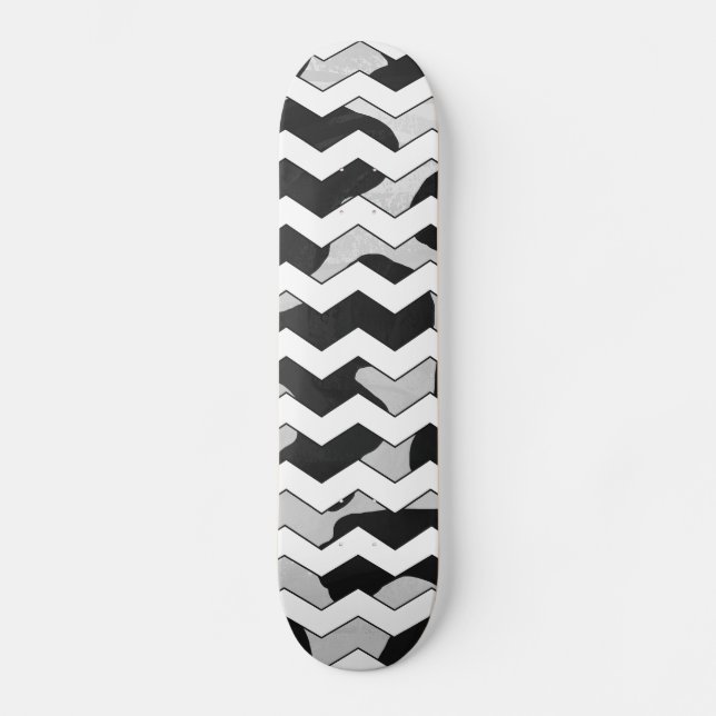 Chevron Cow Black and White Skateboard Bräda 20,5 Cm (Framsida)