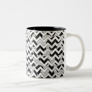 Chevron Cow Black and White Två-Tonad Mugg