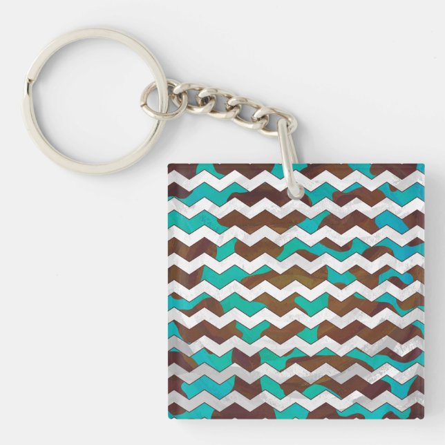 Chevron Cow Brown och Teal Print (Framsidan)