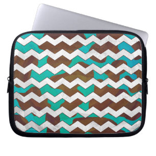 Chevron Cow Brown och Teal Print Laptop Sleeve
