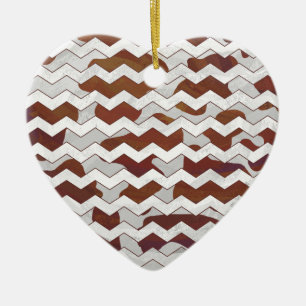 Chevron Cow Brown och White Print Julgransprydnad Keramik