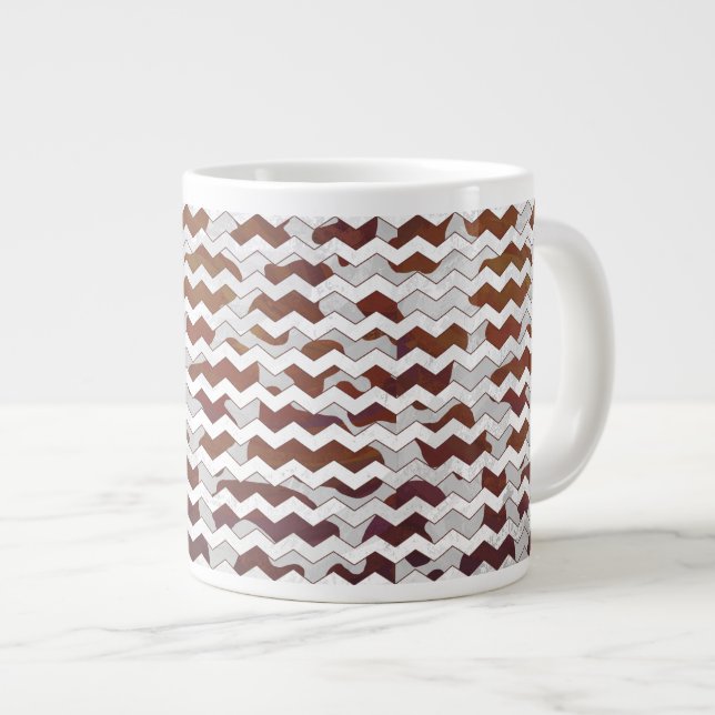 Chevron Cow Brown och White Print Jumbo Mugg (Framsida höger)