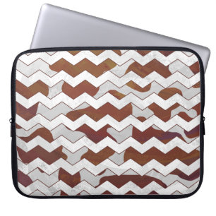 Chevron Cow Brown och White Print Laptop Fodral