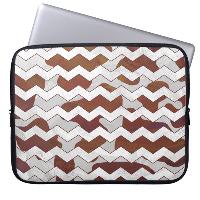 Chevron Cow Brown och White Print Laptop Fodral (Framsidan)