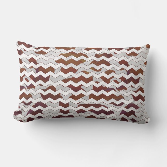 Chevron Cow Brown och White Print Lumbarkudde (Framsida)