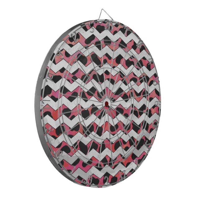 Chevron Cow Rosa och svart Darttavla (Vänstra Framsidan)