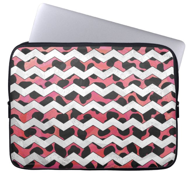 Chevron Cow Rosa och svart Laptop Sleeve (Framsidan)
