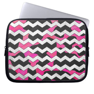 Chevron Cow Rosa och svart Laptop Sleeve