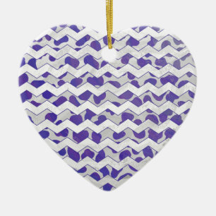 Chevron Dalmatian Lila and White Julgransprydnad Keramik