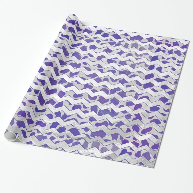 Chevron Dalmatian Lila and White Presentpapper (Utrullad)