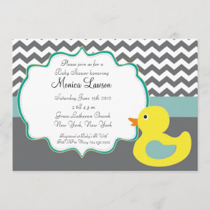 Chevron Ducky Modern Baby Shower-inbjudan Inbjudningar