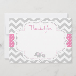 Chevron Elephant Baby Shower - tack för ditt kort