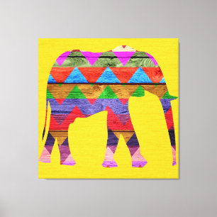 Chevron Elephant Mönster Canvastryck