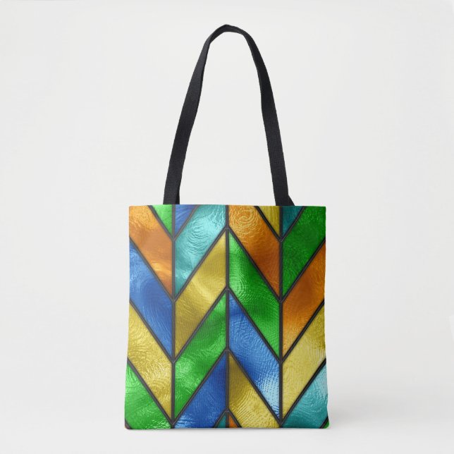 Chevron Färgad Glass Struktur Tygkasse (Framsida)