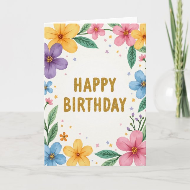 Chevron Födelsedagsblomsterkort Kort (Framsida)