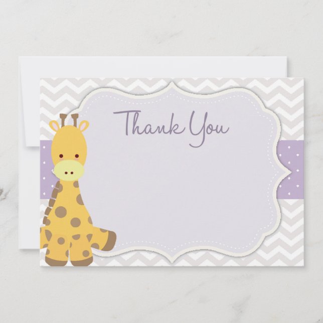 Chevron Giraffe Baby Shower - tack för ditt kort (Framsida)