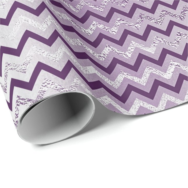 Chevron Glam Lux Metallic Lila Amethyst Plum Presentpapper (Rullad Hörn)