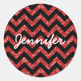 Chevron Glitter Kolla Stickers Runt Klistermärke