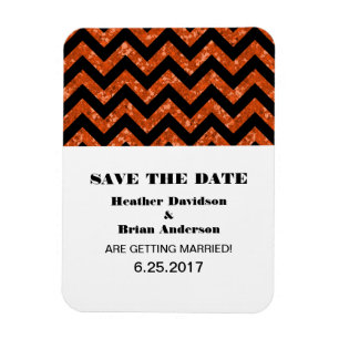 Chevron Glitter Spara datum magneter, Orange Magnet