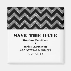 Chevron Glitter Spara datum magneter, Silver Magnet