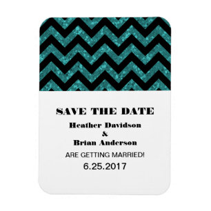 Chevron Glitter Spara datum magneter, Teal Magnet