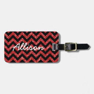 Chevron Glitter Titta i bagagetagg Bagagebricka
