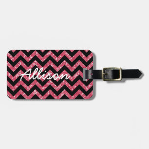 Chevron Glitter Titta i bagagetagg Bagagebricka