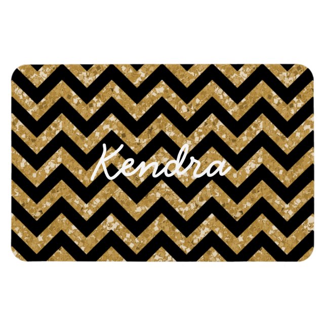 Chevron Glitter Titta på Premium Magnet (Horisontell)