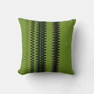 Chevron Grönt Zigzag Rand Art Design Kudde
