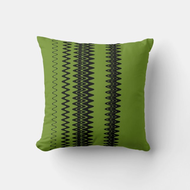 Chevron Grönt Zigzag Rand Art Design Kudde (Framsida)