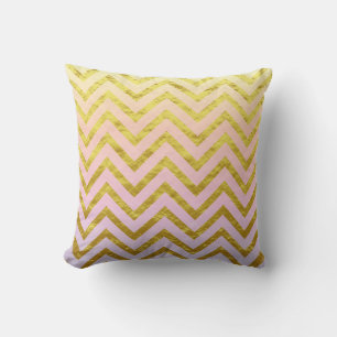 Chevron guld folie rosa vit ombré girlig chic cool kudde