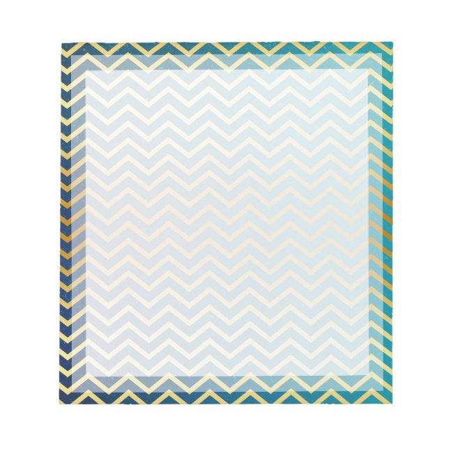 Chevron Guld Teal Boarder Photo ram Anteckningsblock (Framsida)