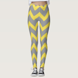 Chevron gult grått mönster linjer rand leggings