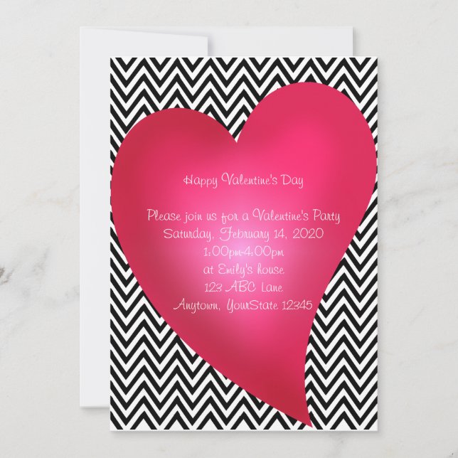 Chevron Heart Valentines Dag-inbjudan Inbjudningar (Framsida)