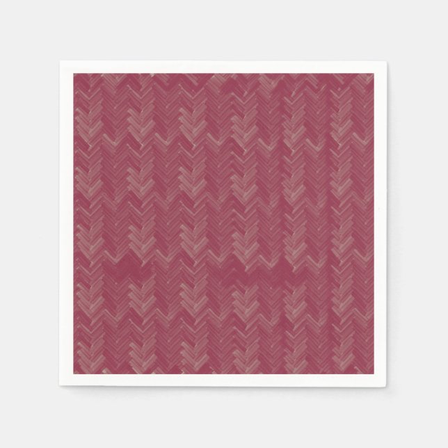 Chevron Herringbone Mönster Luxurious Red Pappersservett (Framsidan)