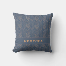 Chevron Herringbone Mönster Retro Blue Monogram Kudde