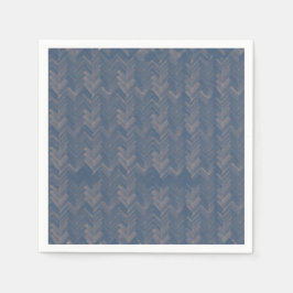 Chevron Herringbone Mönster Retro Blue Pappersservett