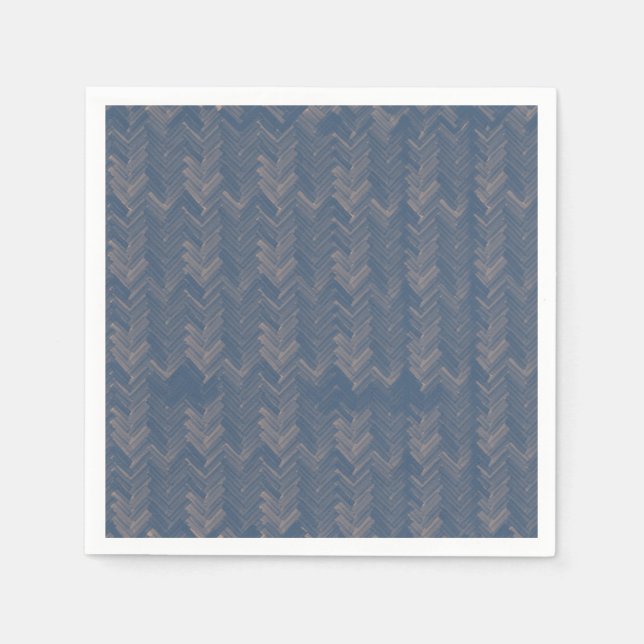 Chevron Herringbone Mönster Retro Blue Pappersservett (Framsidan)