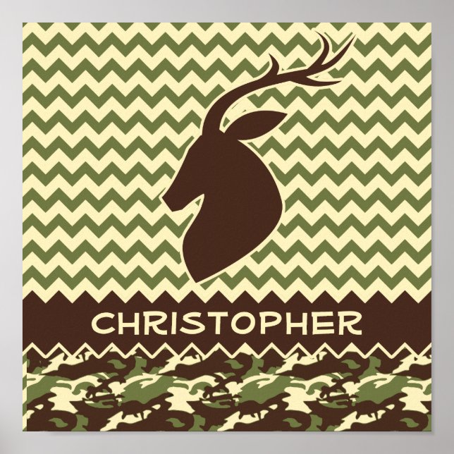 Chevron Hjort Buck Camouflage Personalize Poster (Framsidan)