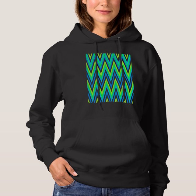 Chevron In Blue Green Yellow Zigzags T Shirt (Framsida)